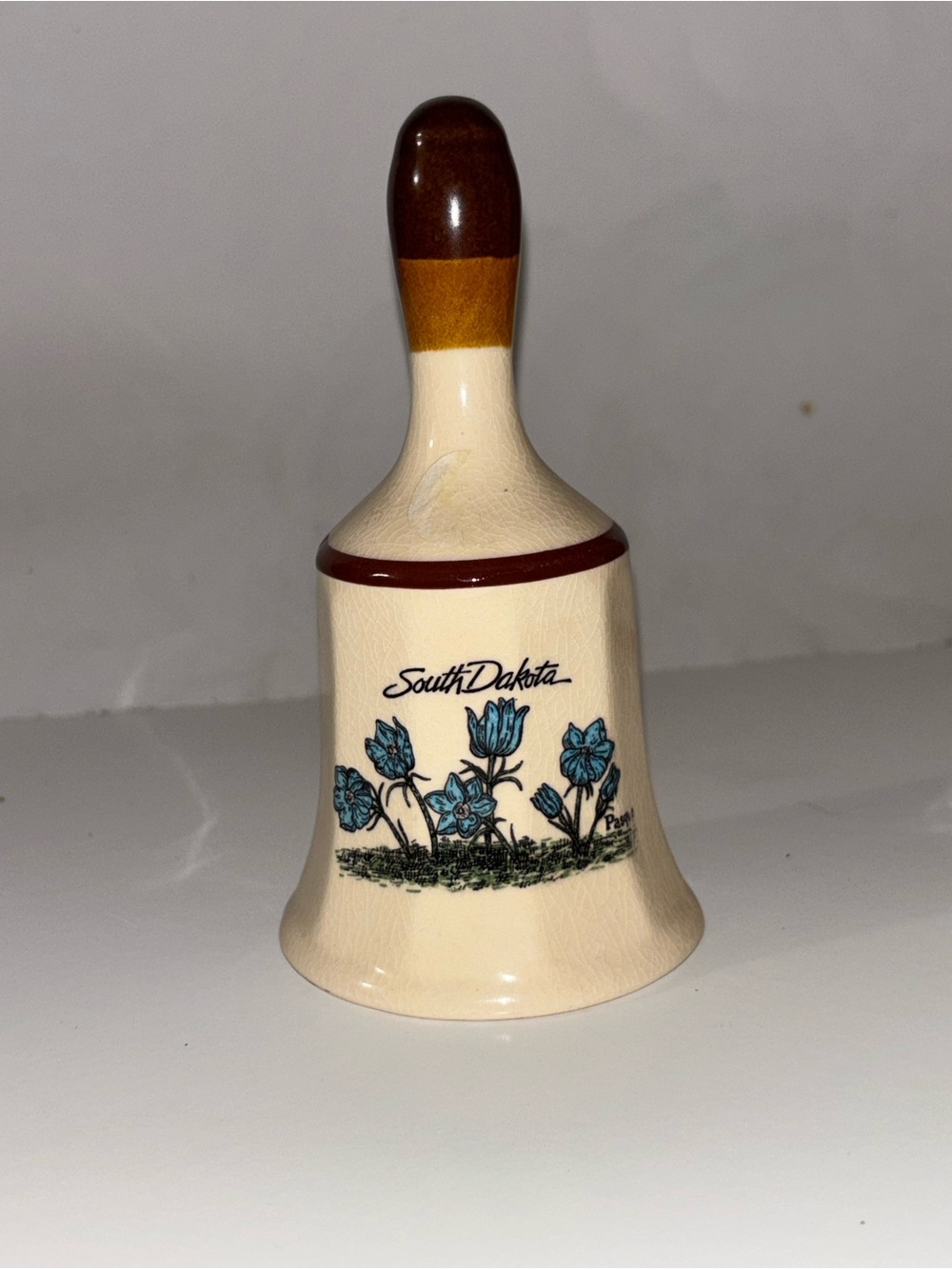 Floral Ceramic Bell in Cream and Brown